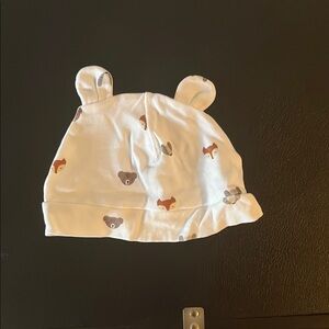 Cute White Animal Print Kids Hat with Ears